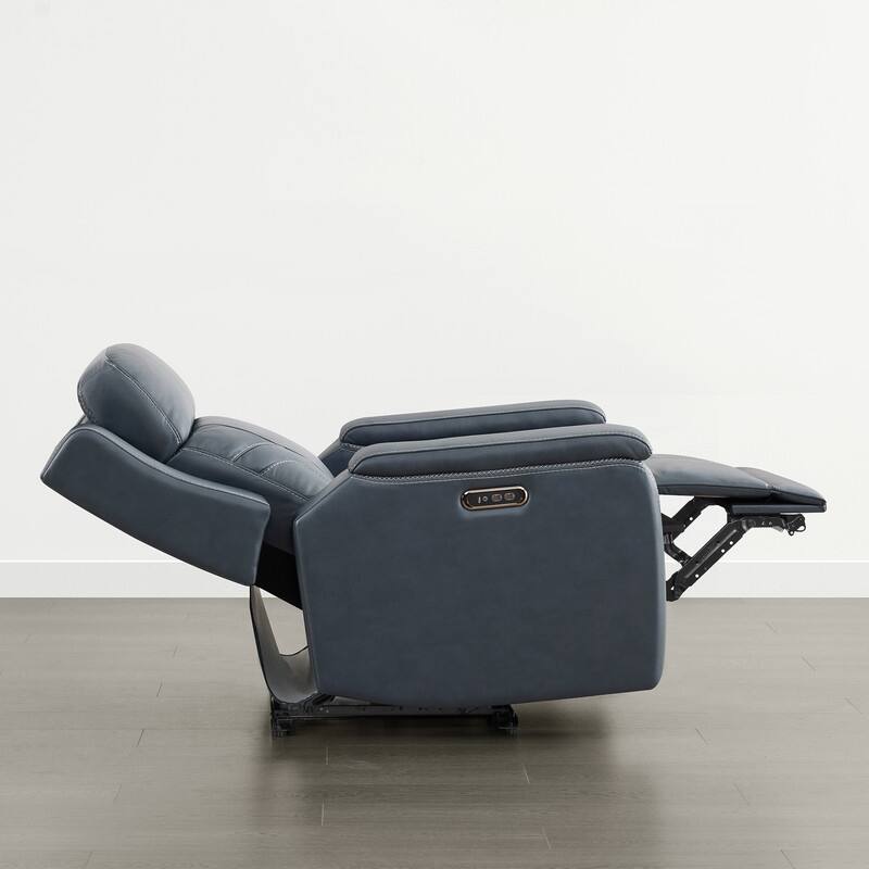 Spruce & Spring Dual Motors Genuine Leather Power Lay Flat Recliner with Power Headrest