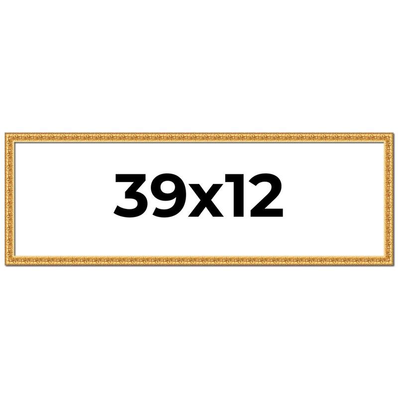 39x12 Frame Gold Real Wood Picture Frame Width 1 inches | Interior