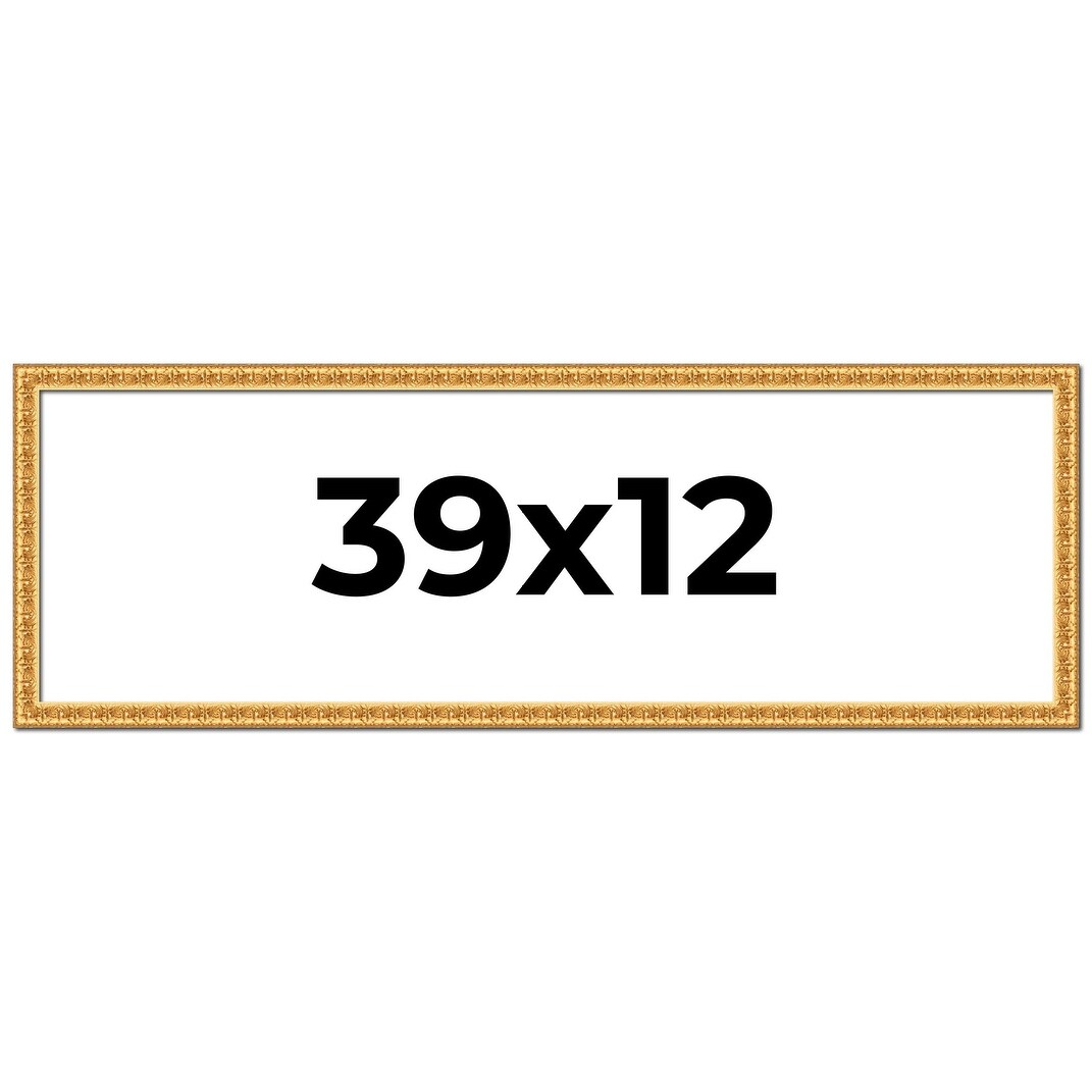 39x12 Frame Gold Real Wood Picture Frame Width 1 inches | Interior