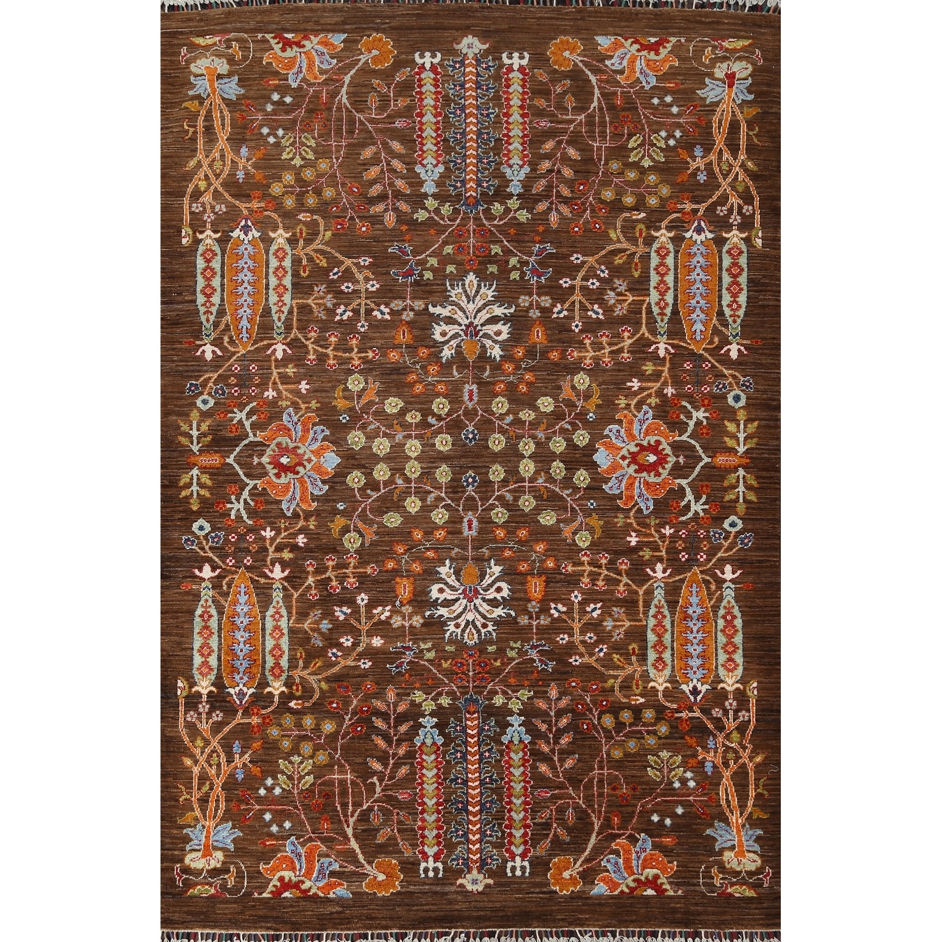 Vegetable Dye Floral Ziegler Oriental Area Rug Handmade Wool Carpet - 5'4