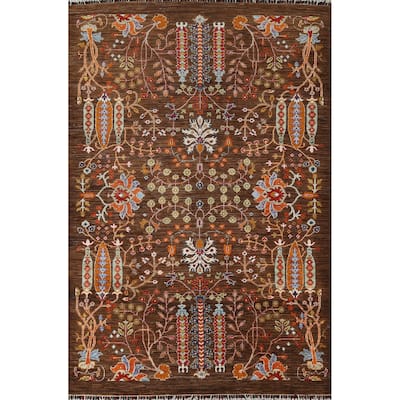 Vegetable Dye Floral Ziegler Oriental Area Rug Handmade Wool Carpet - 5'4" x 7'10"