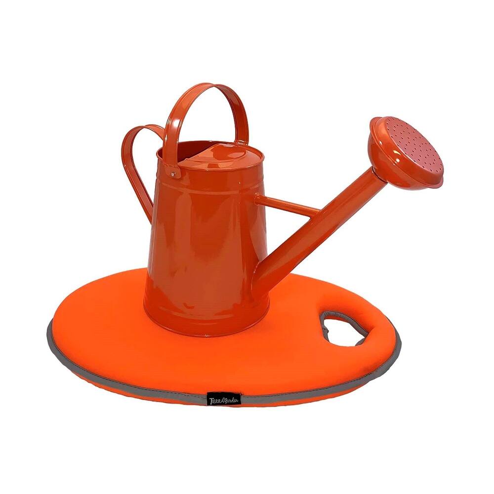1.2 Gallon Traditional Metal Watering Can with 20"L x 12.25"W Memory Foam Kneeling Cushion