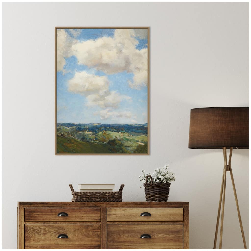 Kate and Laurel Summer Morning circa 1910 Charles Harold Davis by Nostalgia Prints Framed Canvas Wall Art Print