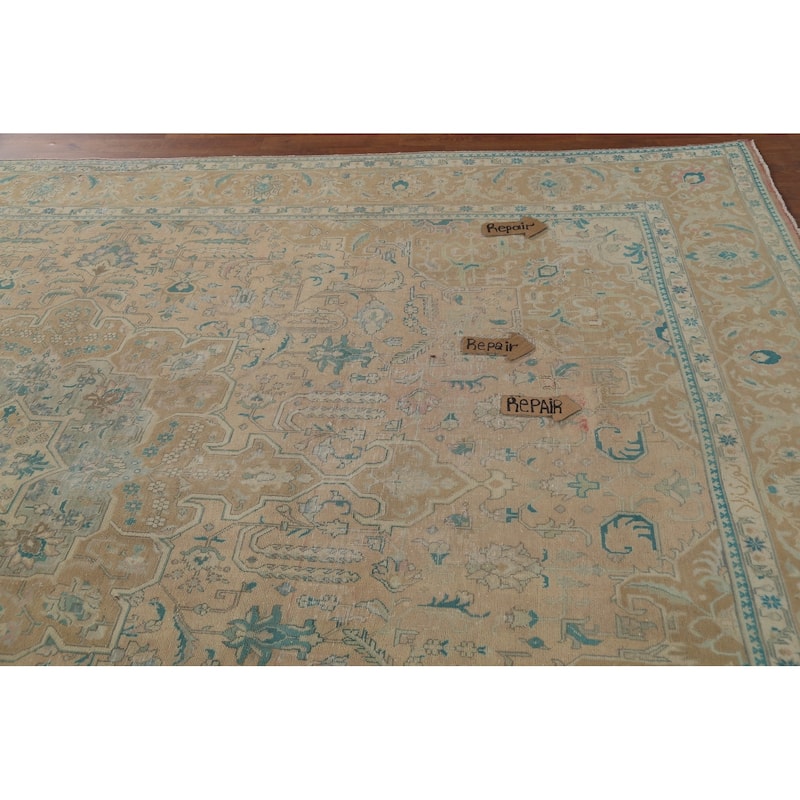 Distressed Tabriz Persian Vintage Area Rug Handmade Wool Carpet - 7'10"x 11'9"