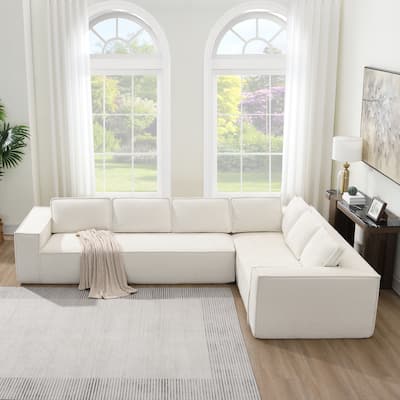 Modern L-Shaped Cloud Sofa Set, Modular Chenille Couch Set