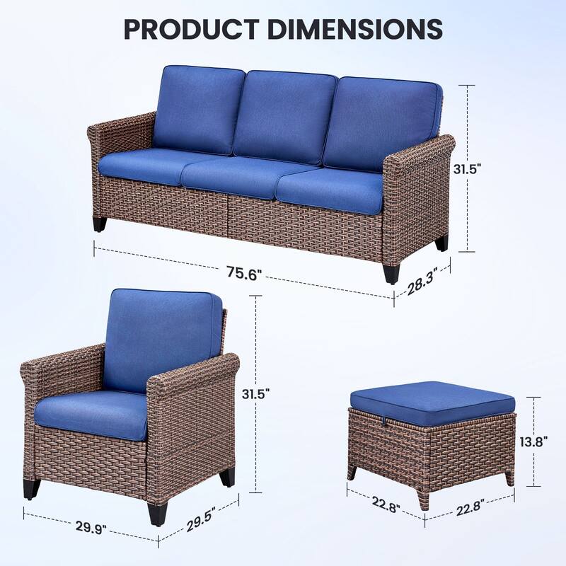 Pocassy Outdoor Sofa Swivel Chairs Patio Chair Funiture Set