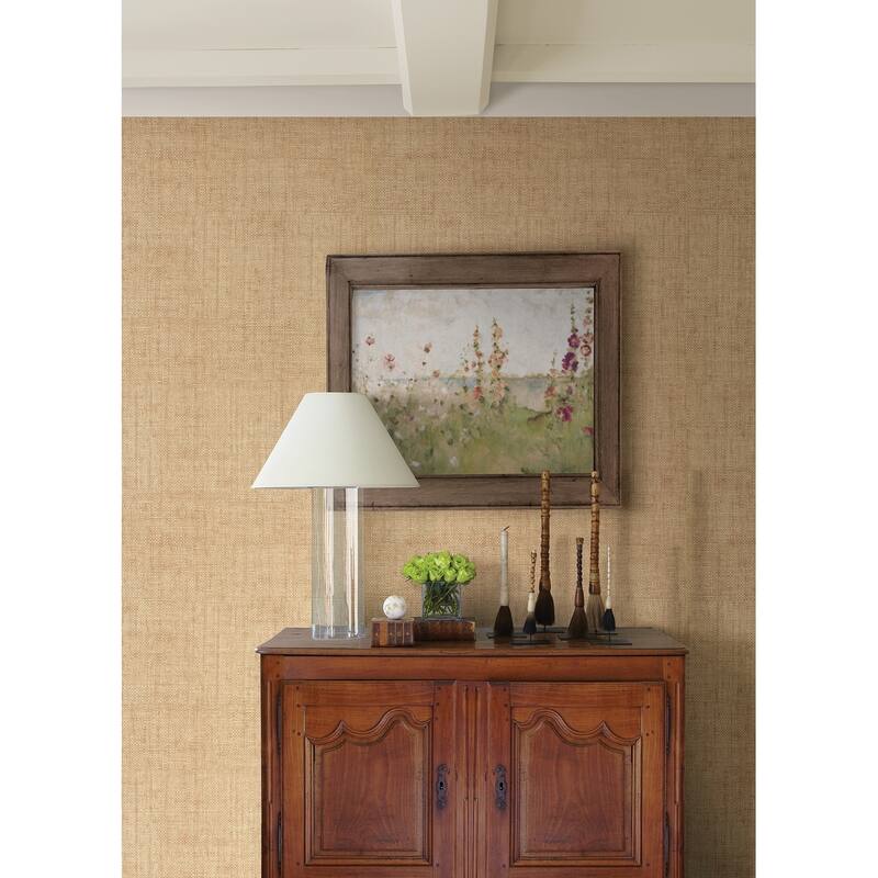 Warner Caviar Beige Basketweave Wallpaper