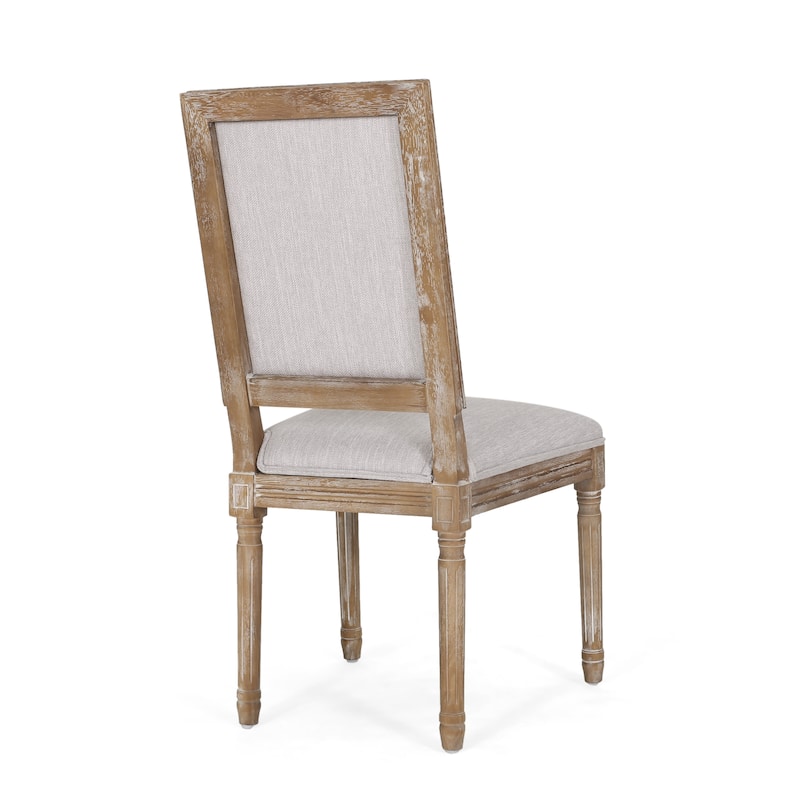 French Country Dining Chairs Set of 2 - Upholstered Fabric Seats with Cane Back & Rubberwood Legs
