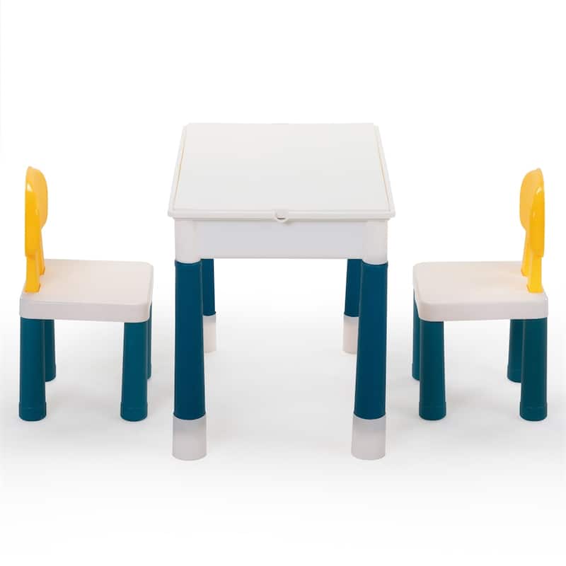 Children's Building Blocks Desk and Chair Set with DIY Building Blocks