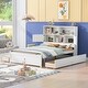 preview thumbnail 19 of 30, Full Size Platform Bed with Storage Headboard, Charging Station, 4-Drawers, Solid Pine Wood Bed Frame for Bedroom, Grey