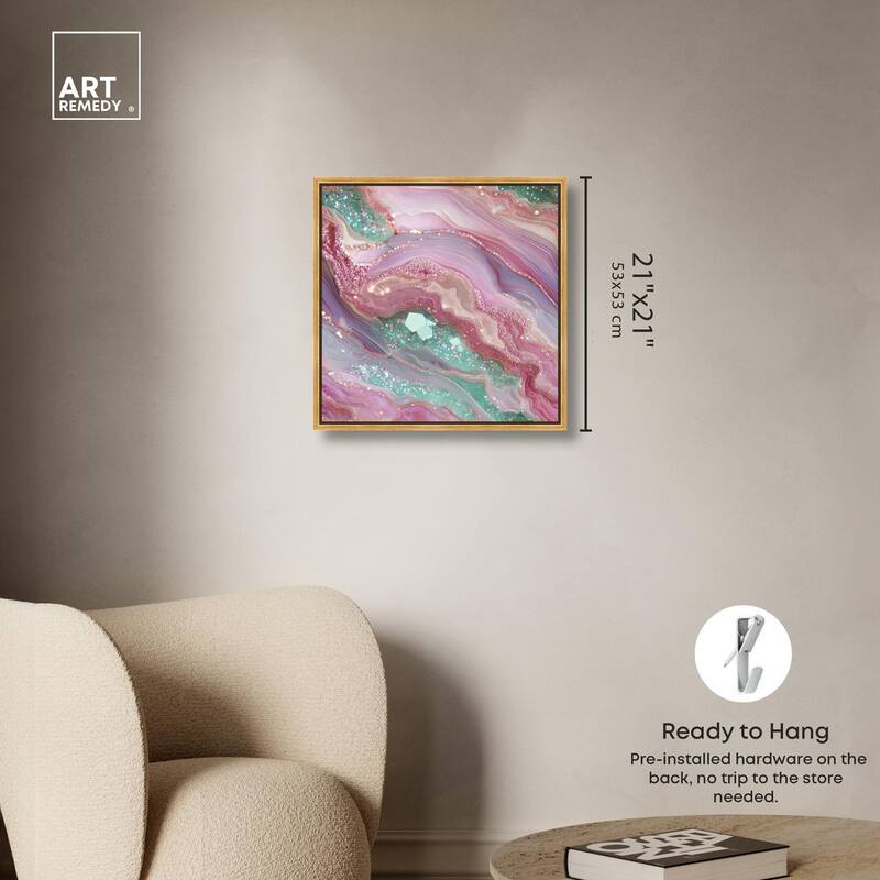 Pink and Mint Crystal II Canvas by Art Remedy