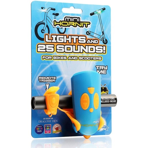 Hornit Mini Horn For Bikes and Scooters With LED Light And Sound Effects, Blue-Orange