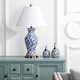 preview thumbnail 5 of 7, SAFAVIEH Lighting 29-inch Beijing Blue/ White Floral Urn Lamp (Set of 2) - 17"x17"x29"
