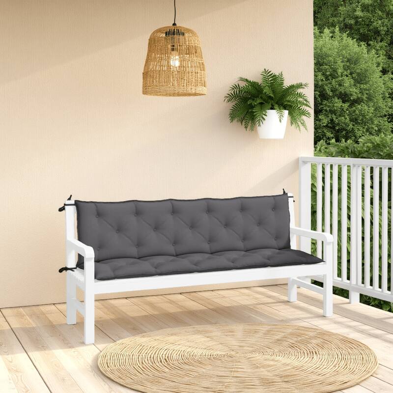 Outdoor Cushion for Bench Set of 2, Tufted Stitch Gray Oxford Fabric