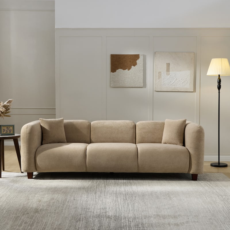 Christopher Knight Home - Silo Modern Upholstered 3-Seater Sofa - Camel