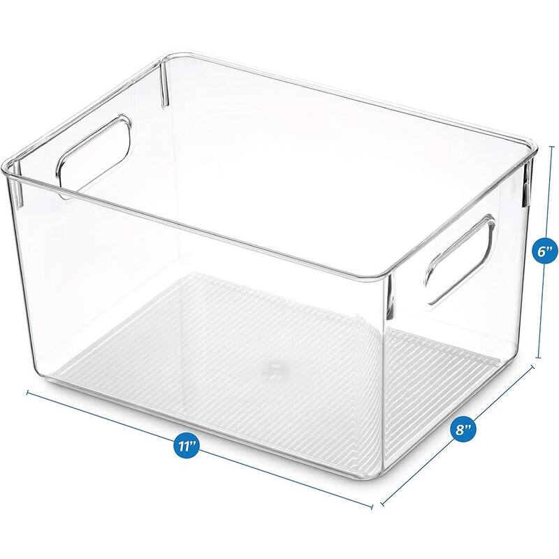 Set Of 4 Clear Pantry Organizer Bins Household Plastic Bed Bath