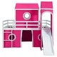 preview thumbnail 5 of 13, Wood Loft Bed with Slide, Pink Tent and Tower
