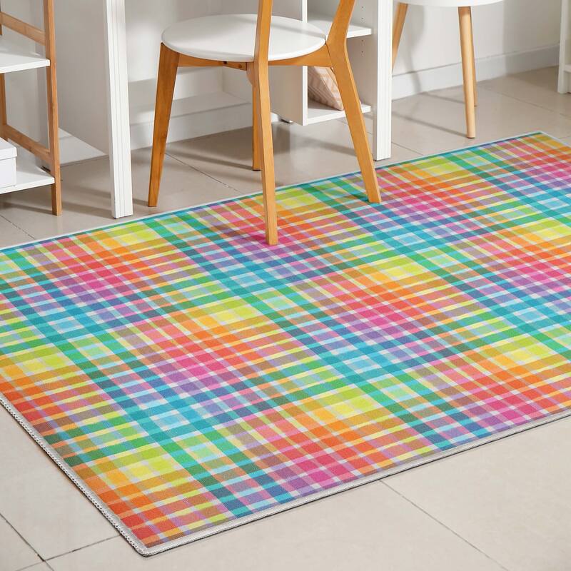 Crayola Geometric Plaid Area Rug By Well Woven