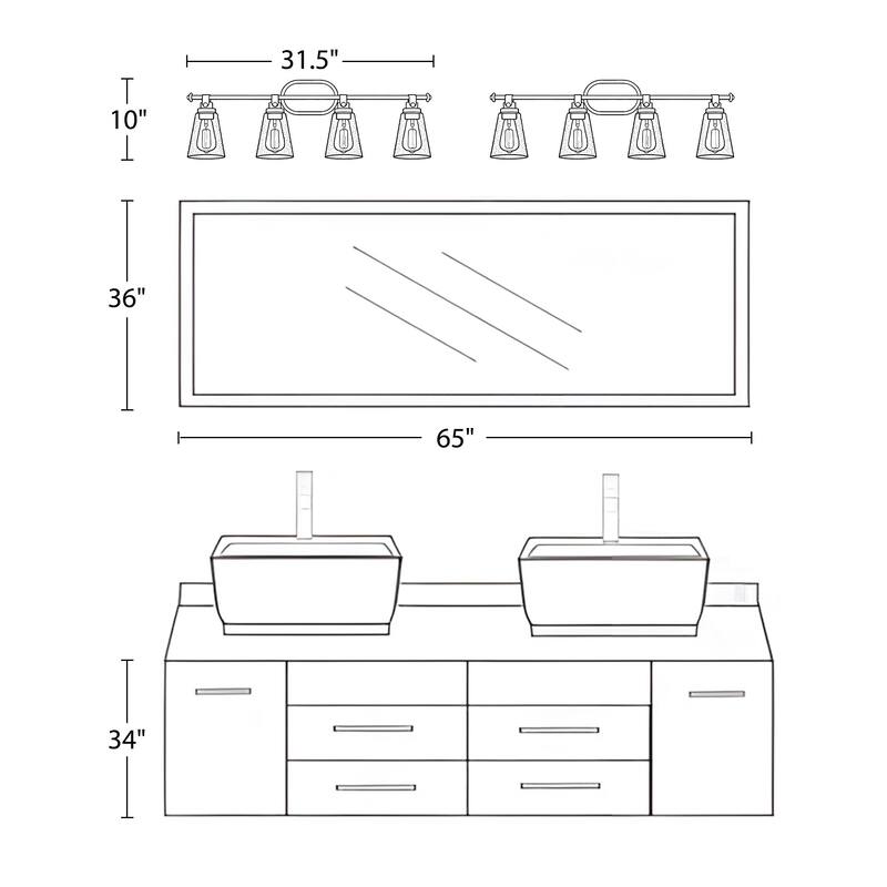 Modern Vanity Light Wall Mount Sconces with Glass Shade
