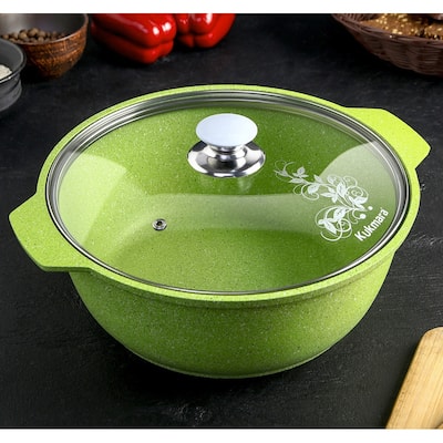 KUKMARA 3.2Qt - Aluminum Marble Non-Stick Dutch Oven w/Glass Lid - Lime
