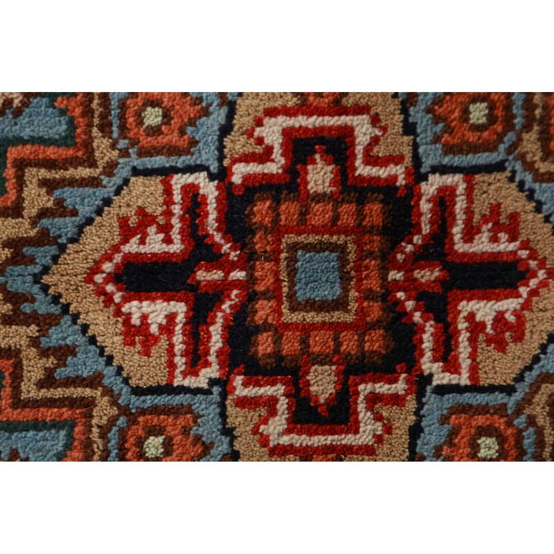 Light Blue Heriz Serapi Indian Foyer Rug Hand-Knotted Wool Carpet - 3'0"x 5'1"