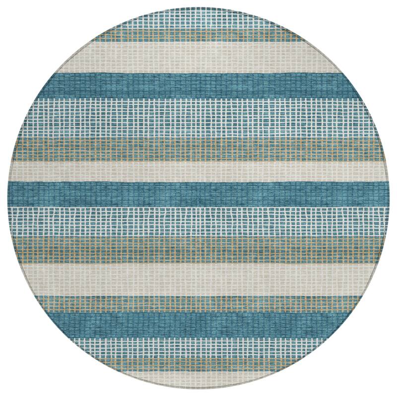 Machine Washable Indoor/ Outdoor Cabana Stripe Chantille Rug