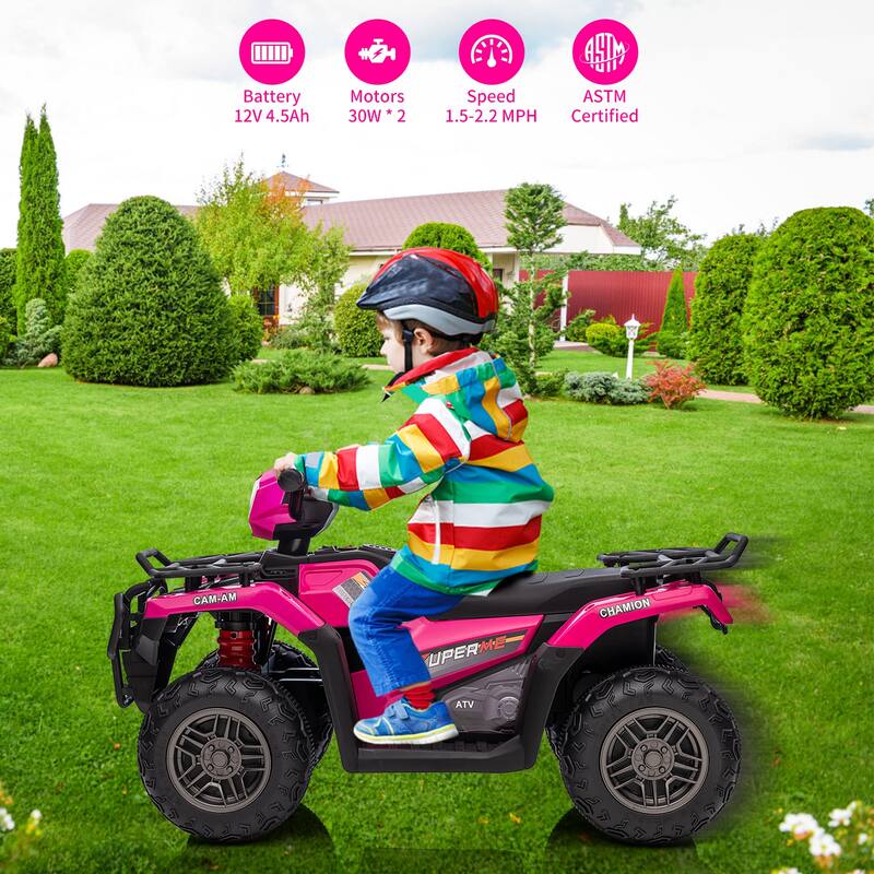 12V Kids Ride on ATV with LED Light, Music, USB,1.5-2.2mph