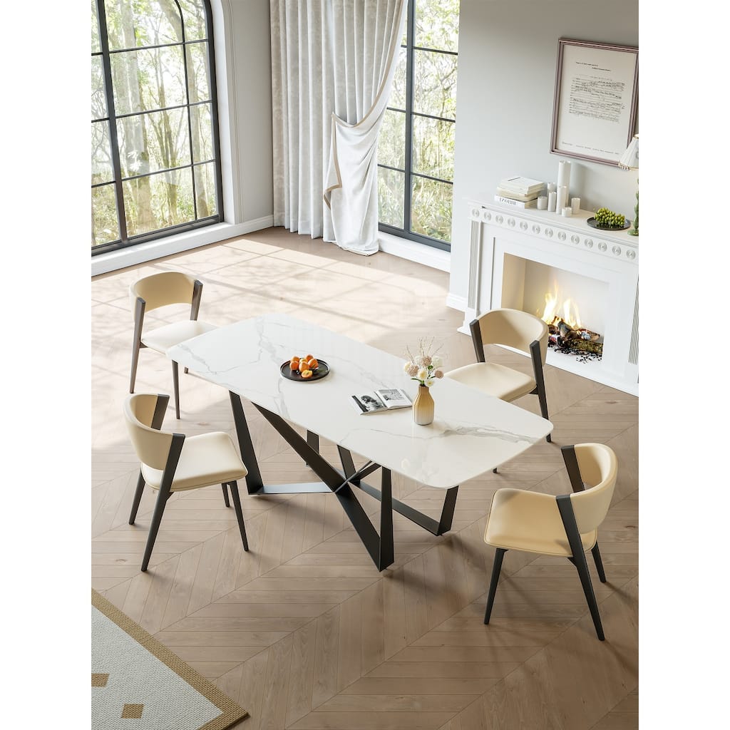 Lesly 70.86 in. Modern Rectangle White Dining Table (8 Seats) - 70.86"D×35.43"W×29.52"H