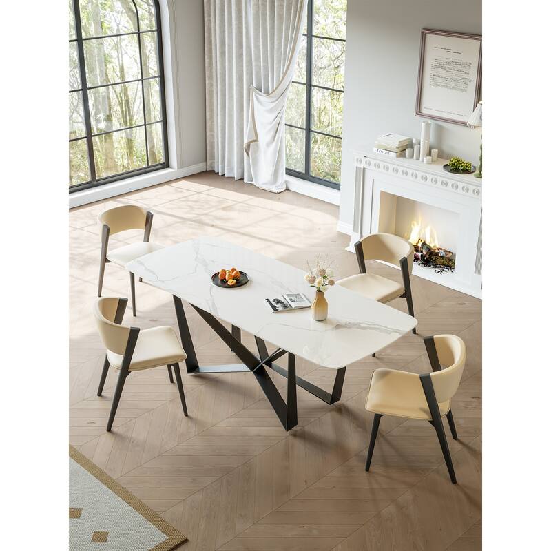 Lesly Modern Rectangle White 62.99 in. Dining Table (6 Seats) - 62.99"D×35.43"W×29.52"H - 62.99"D×35.43"W×29.52"H - White