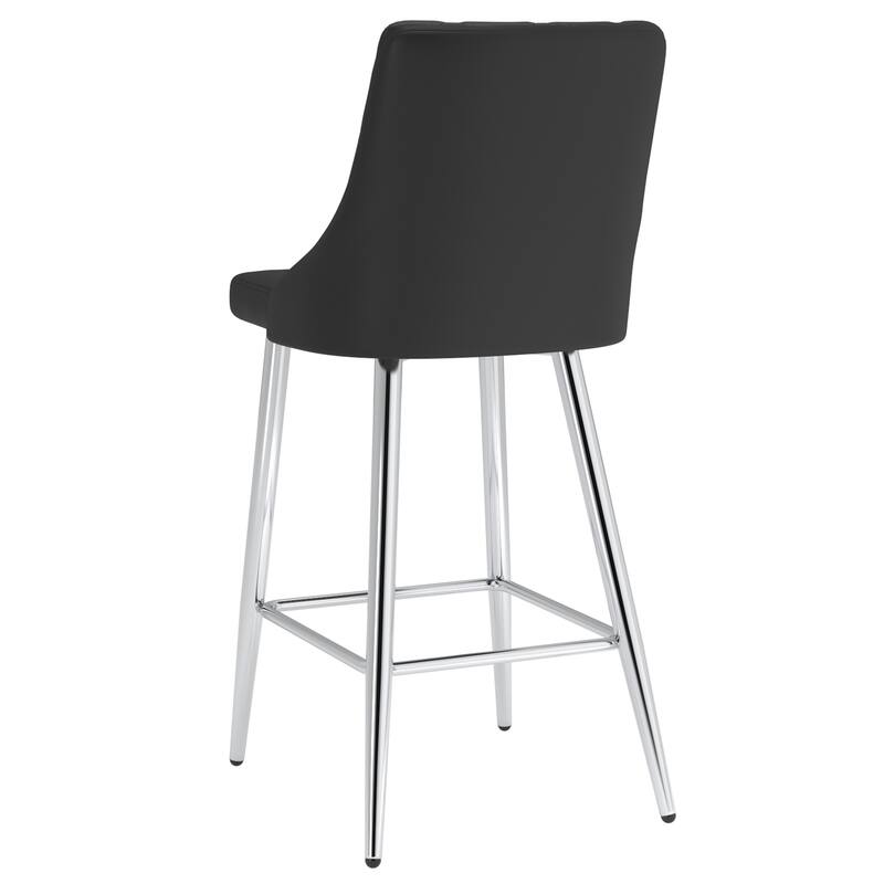 Contemporary Faux Leather and Metal 26" Counter Stool, Set of 4