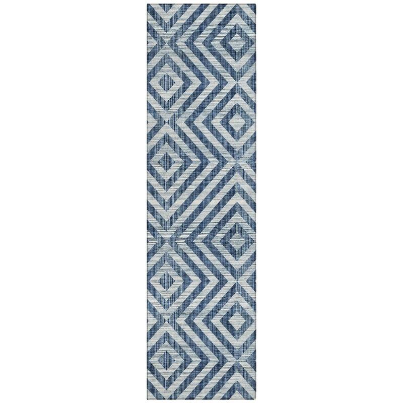 Machine Washable Indoor/ Outdoor Chantille Diamond Geo Rug