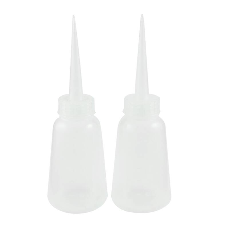 2 Pcs 150ml Empty Plastic Long Tip Kitchen Oil Vinegar Squeeze Bottles - Clear White
