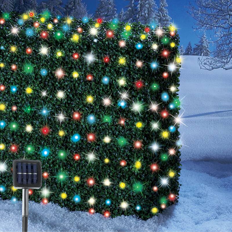 Outdoor Solar LED Christmas Net Lights with Steady or Flashing Modes - NO SIZE - Net Lights - Multi