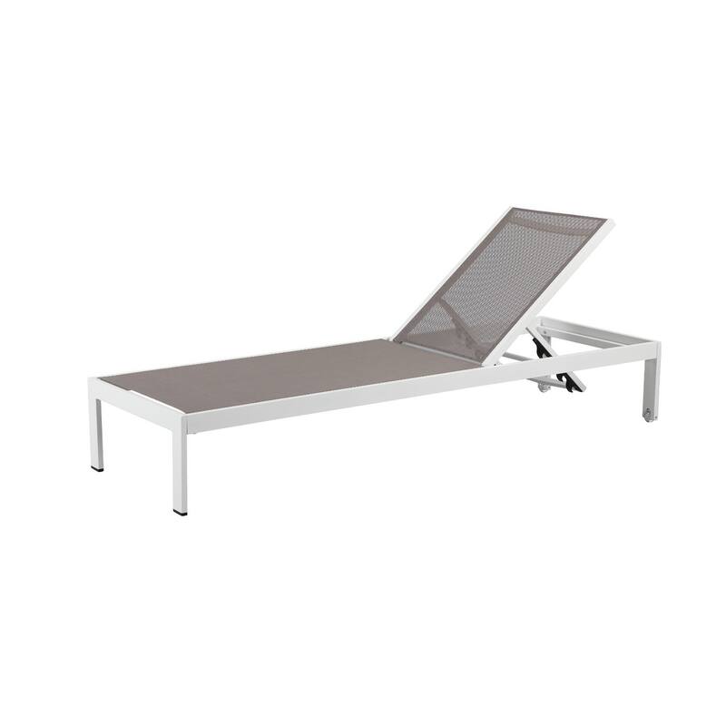 Anodized Aluminum Modern Patio Lounger in White and Gray