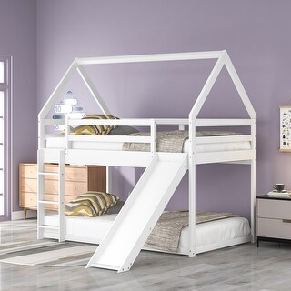 Twin Size Bunk House Bed with Slide and Ladder - Bed Bath & Beyond ...