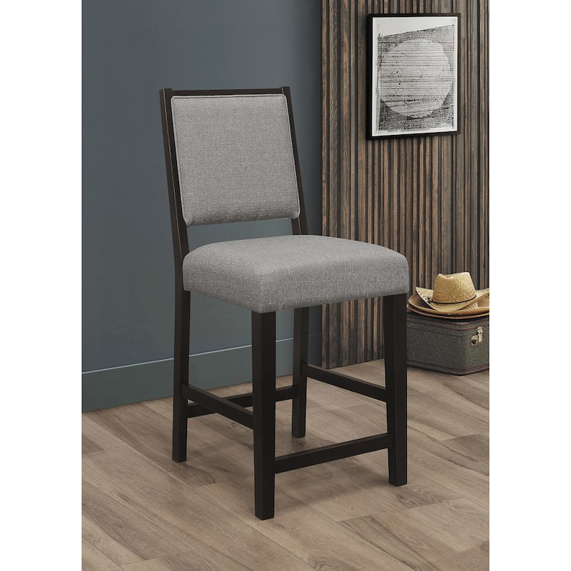 Knoxville Grey and Espresso Upholstered Stool with Footrest (Set of 2) - Counter Height - 23-28 in.