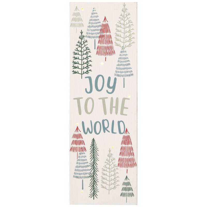 Lighted Joy to the World Pine Tree Christmas Wall Art - 19.75"