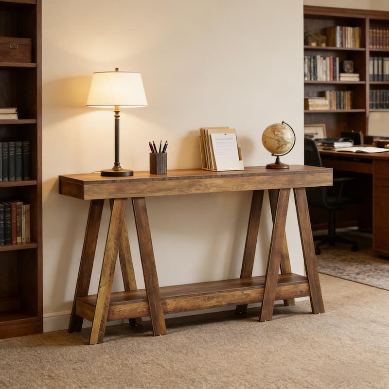2-Tier Hall Table, Entryway Table, Functional Console Table - Natural Wood