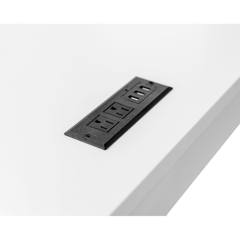 Modern Electric Sit/Stand L-Desk and Return, Height Adjustable Table, Wood Adjustable Office Corner Desk and Return, White