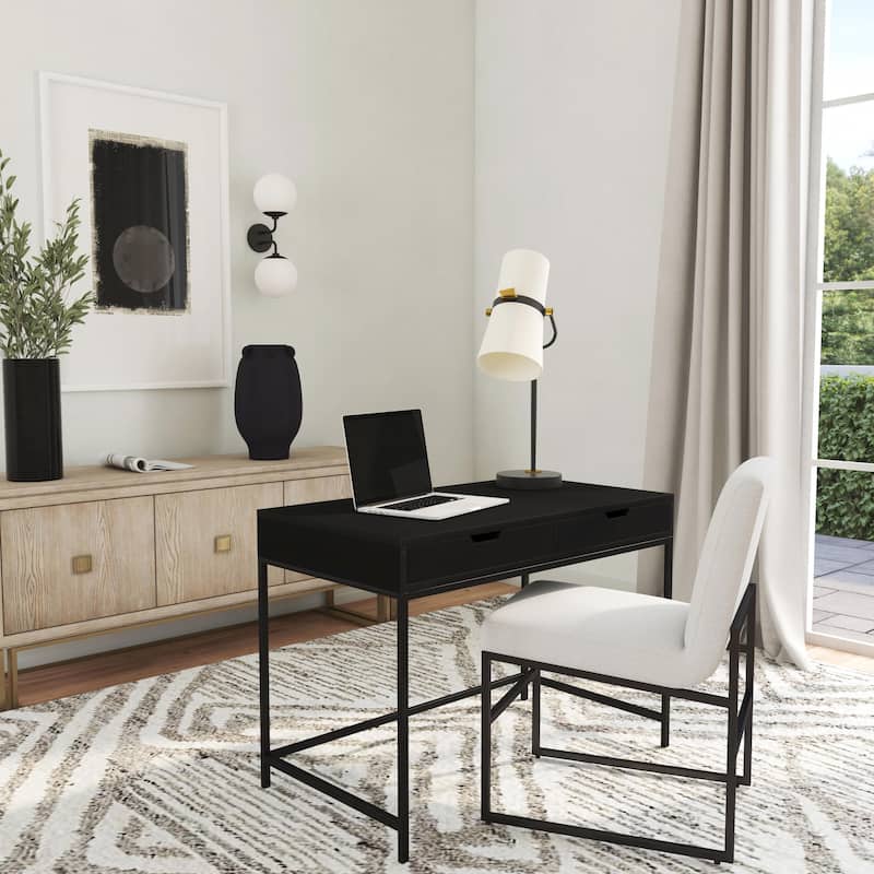 Butler Belka White Desk with Drawers - Black