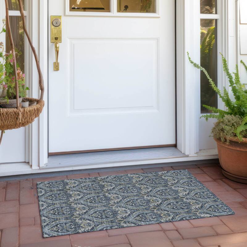 Rami Graceful Floral Weather Resistant Classic Meets Modern Outdoor Rug