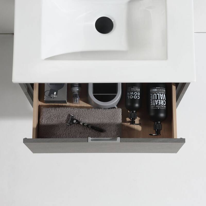 24"/30"/32"/36" Floating Bathroom Vanity Set with Ceramic Sink