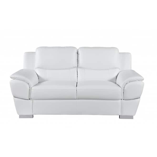 HomeRoots Three Piece Indoor White Genuine Leather Six Person Seating Set