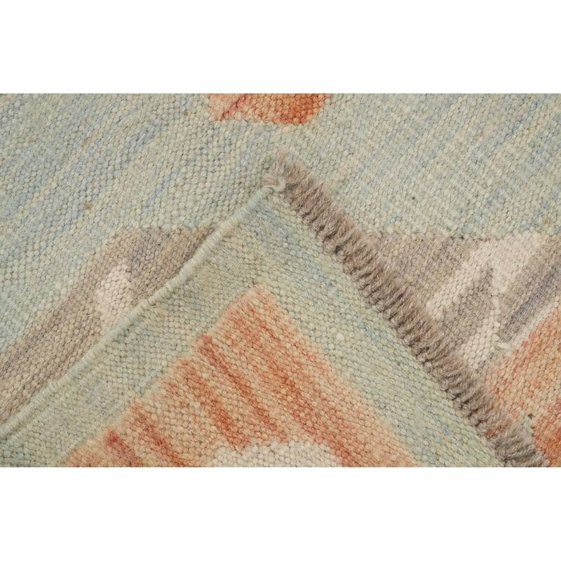 Hand Woven Oriental 100% Wool Carpet Southwestern Tribal Navy Blue & Blues Kilim Area Rug - 9' 9'' X 6' 5''