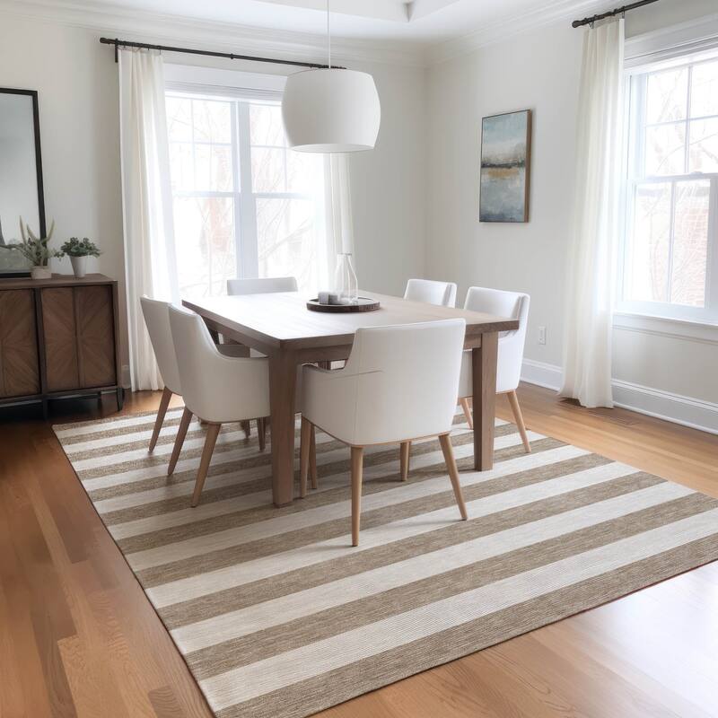 Almine Stripe Weather Resistant Versatile Elegance Outdoor Rug