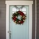 preview thumbnail 8 of 7, 30 in. Lighted Christmas Wreath - Golden Leaf Red Magnolia - 30 Inch