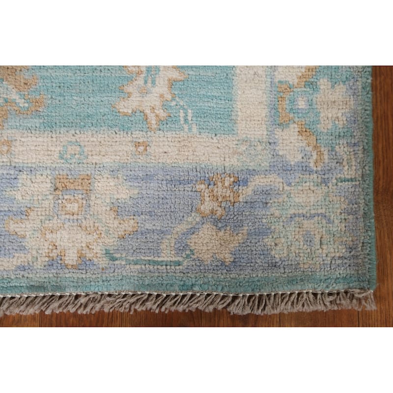 Hand Knotted Oriental 100% Wool Carpet Transitional Floral Navy Blue & Blues Oushak Area Rug - 2' 11'' X 2' 0''