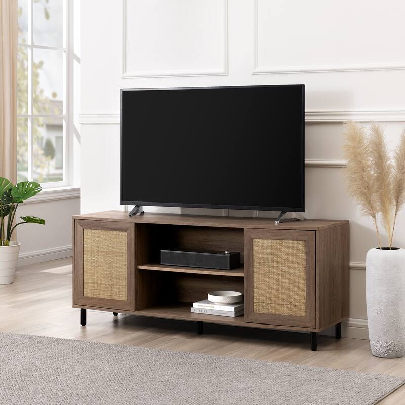 Middlebrook Designs Boho Rattan-Door TV Stand