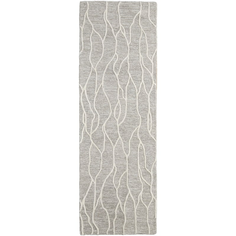 Grand Bazaar Fadden Hand Tufted Abstract Transitional Area Rug - 2'6" x 8' - Taupe/Ivory