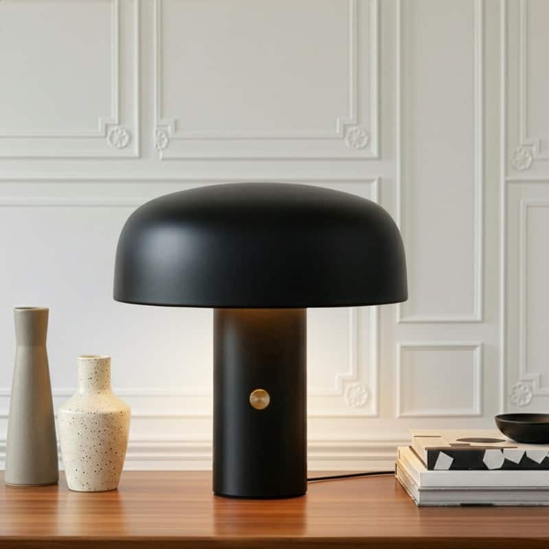 Anita LED 12.2 in Sanded Matte Black Modern Contemporary Round Dome Dimmable Bedside Nightstand Desk Lamp